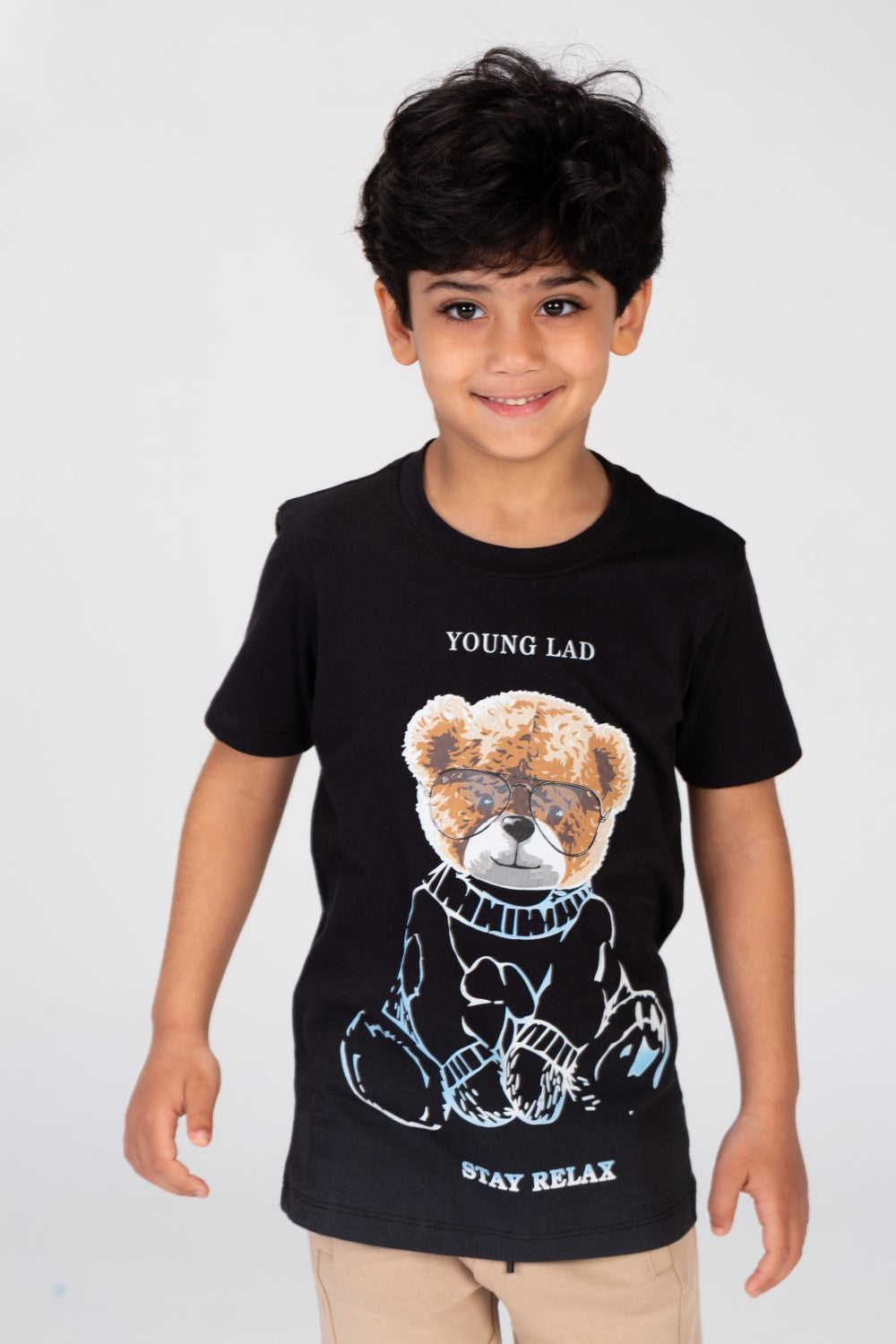 Boys T-shirt With A Bear Print On The Front Made Of Comfortable Cotton Material