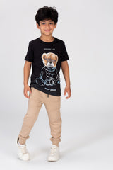 Boys T-shirt With A Bear Print On The Front Made Of Comfortable Cotton Material