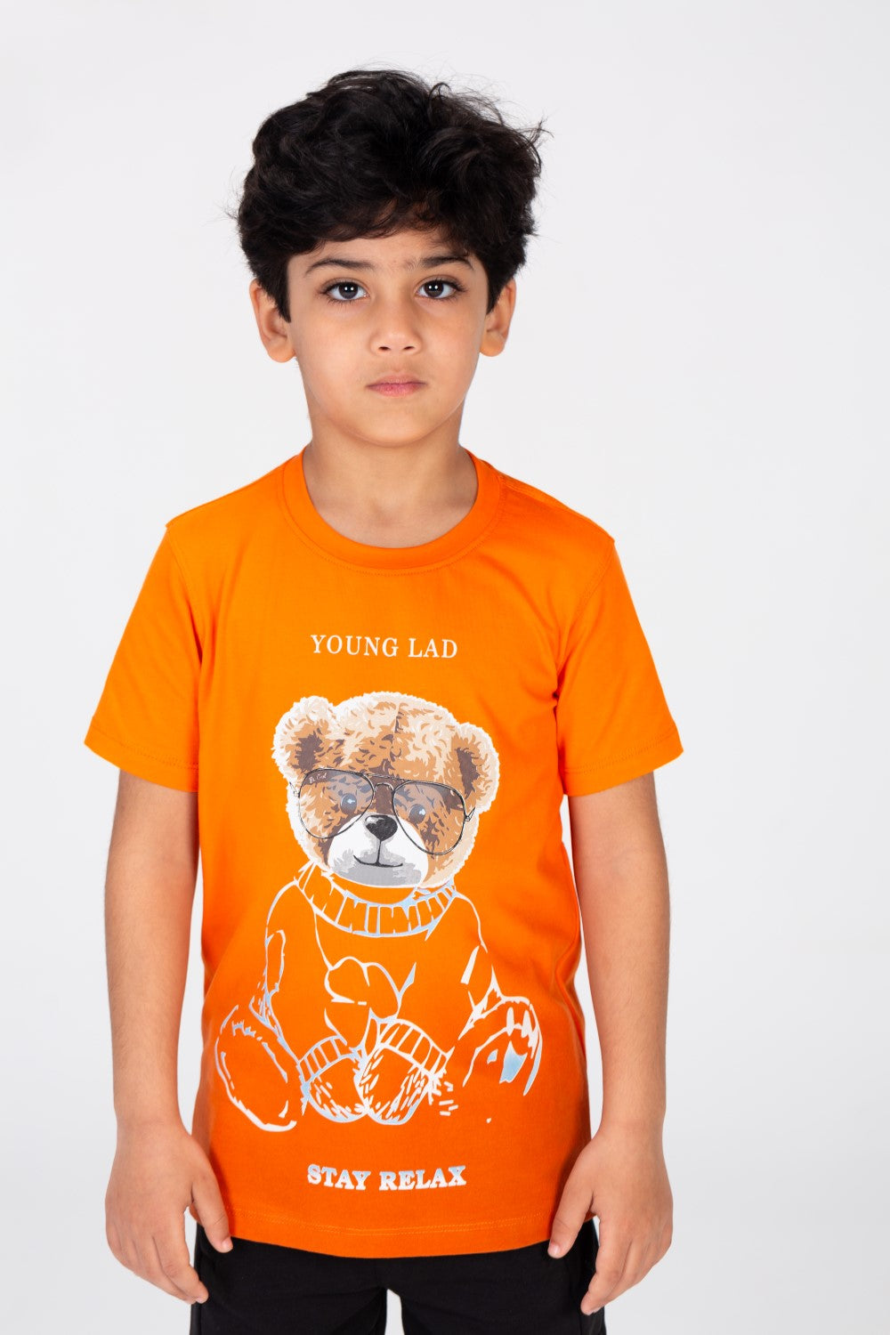 Boys T-shirt With A Bear Print On The Front Made Of Comfortable Cotton Material