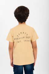 Boys' Half-Sleeve Round Neck T-shirt Made Of Cotton With Front&Back Print