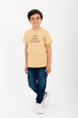 Boys' Half-Sleeve Round Neck T-shirt Made Of Cotton With Front&Back Print
