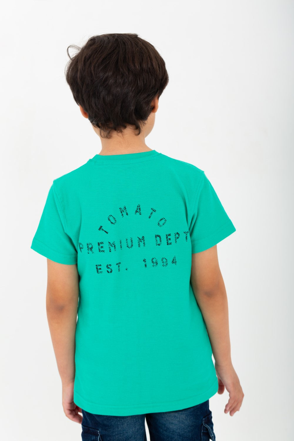 Boys' Half-Sleeve Round Neck T-shirt Made Of Cotton With Front&Back Print