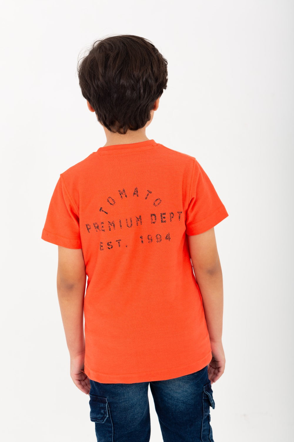 Boys' Half-Sleeve Round Neck T-shirt Made Of Cotton With Front&Back Print