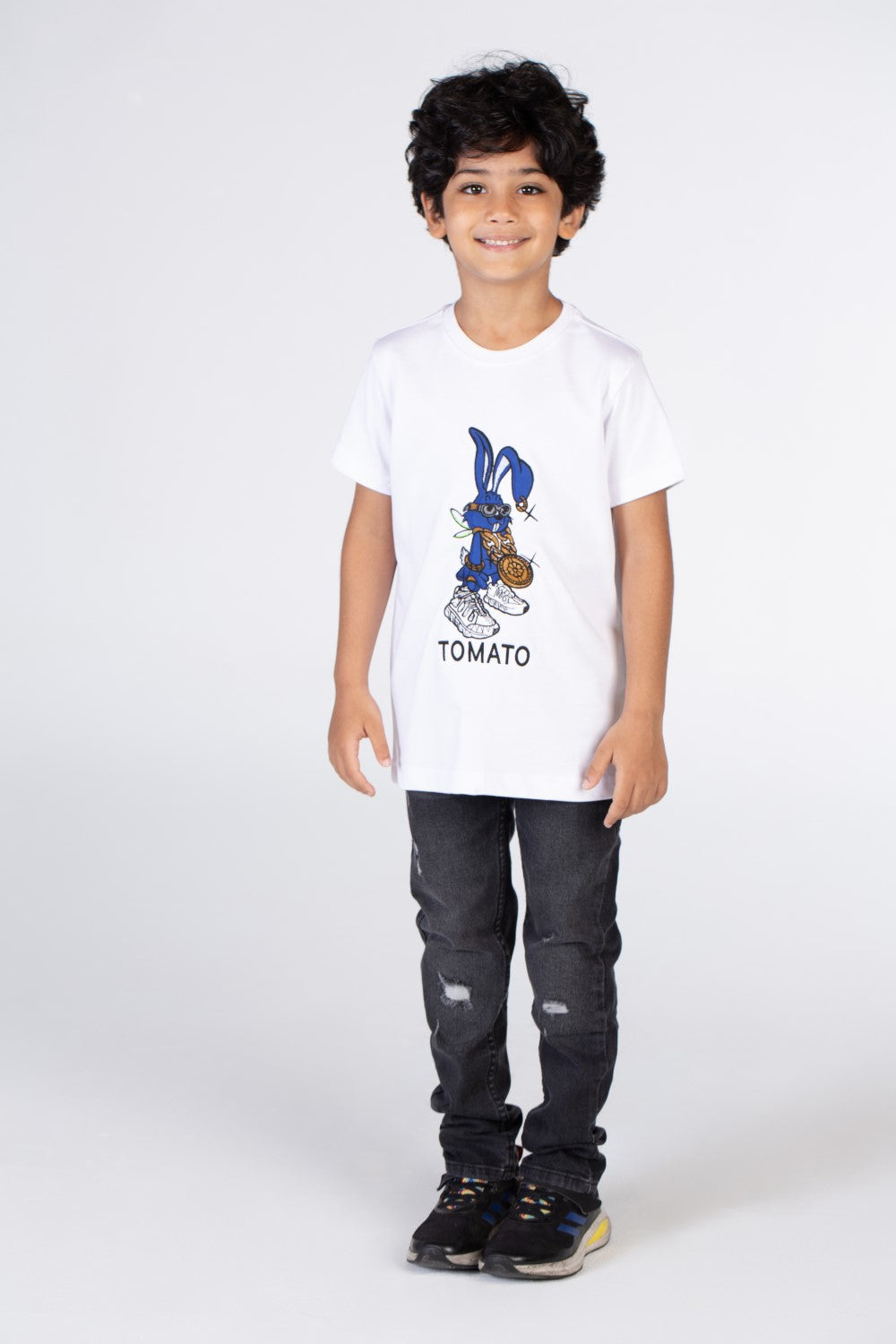 Boys Casual T-shirt With Tomato Print On The Front And A Round Neck
