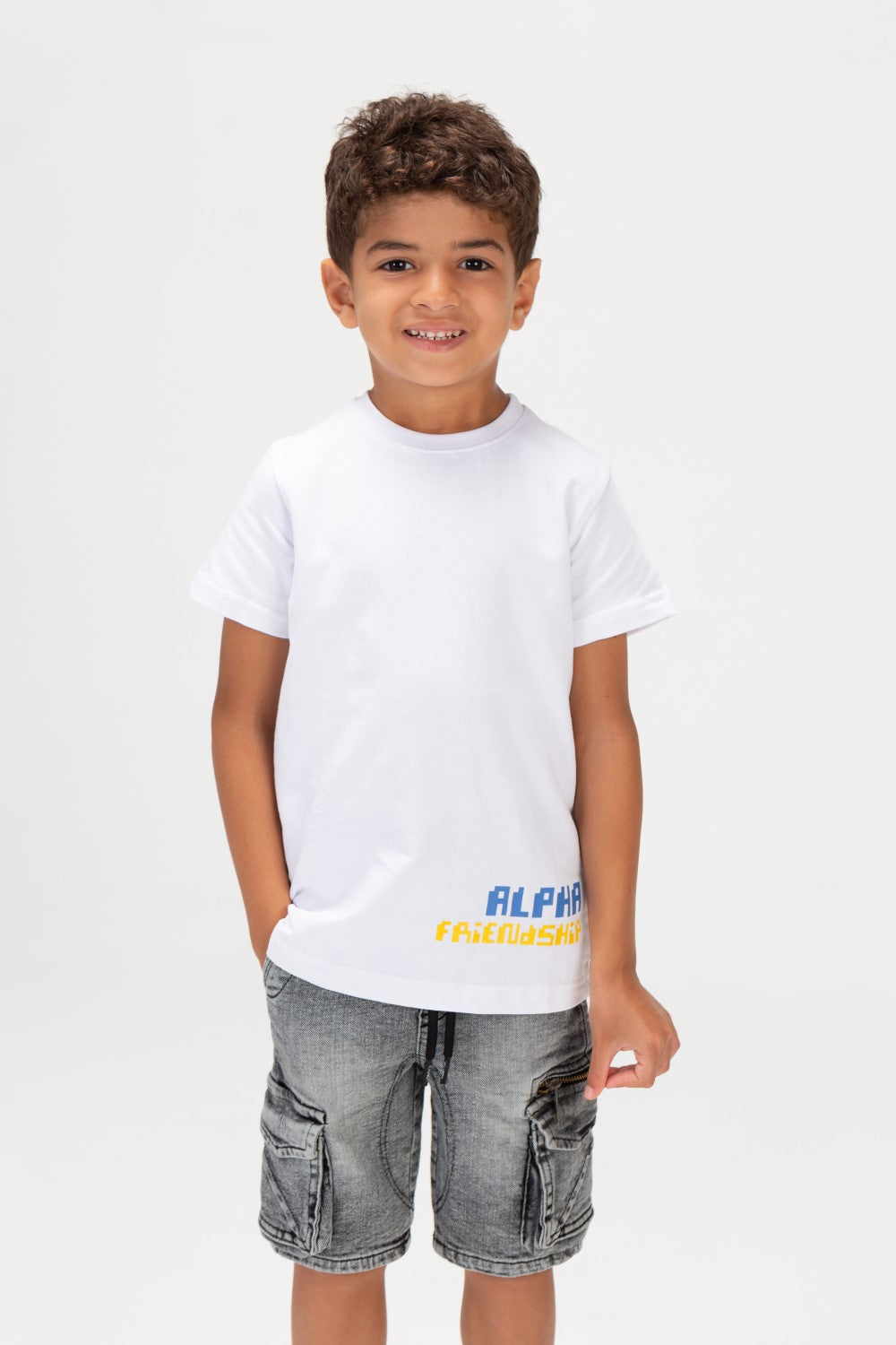 Boys Half Sleeve Round Printed T-shirt In Summer Melton Material