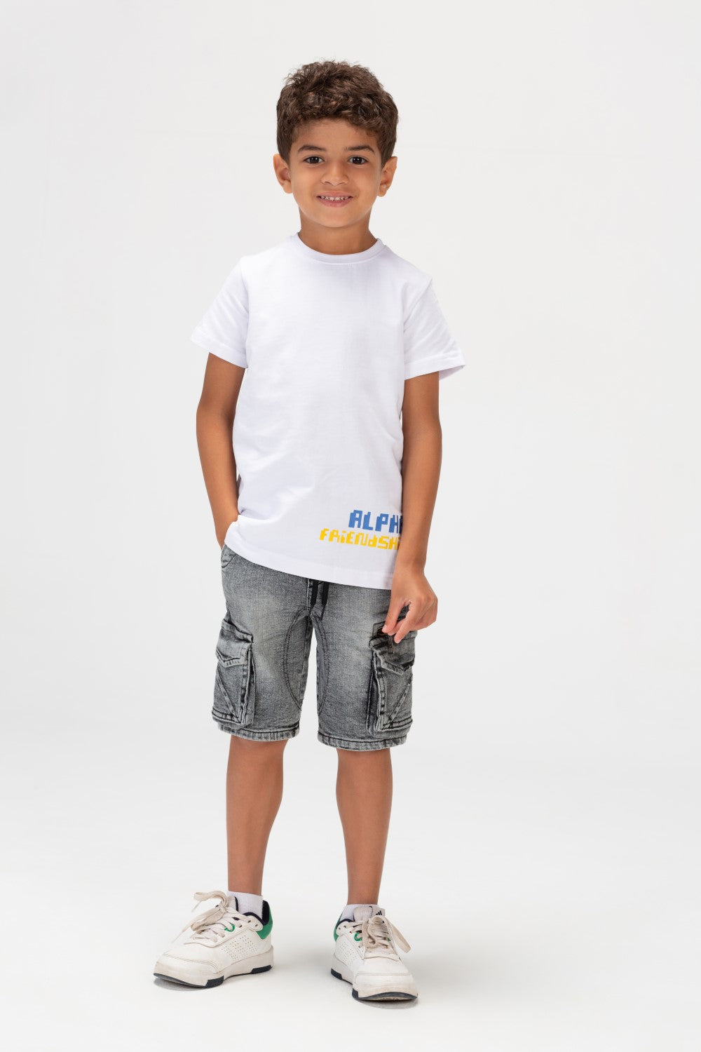 Boys Half Sleeve Round Printed T-shirt In Summer Melton Material