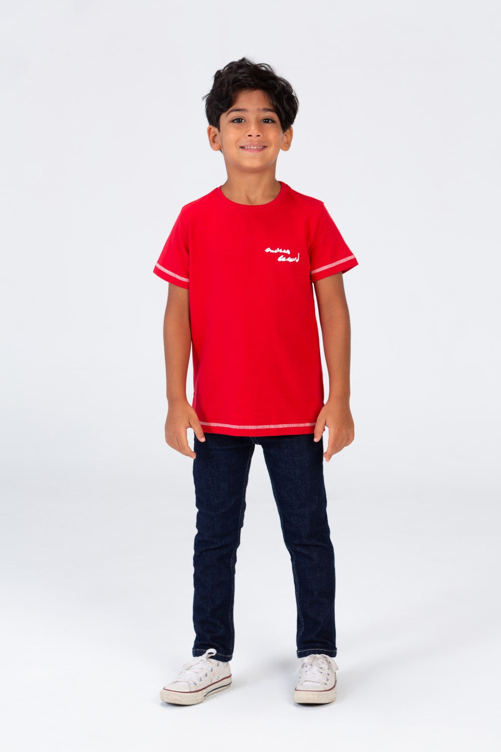 Boys' Short Sleeves Round Neck T-shirt Made Of Summer Melton Material