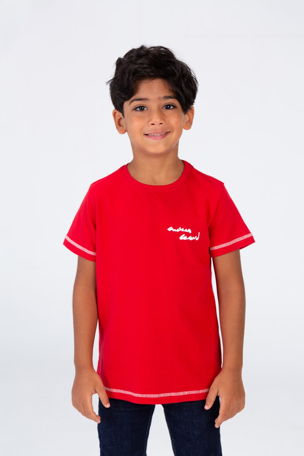 Boys' Short Sleeves Round Neck T-shirt Made Of Summer Melton Material