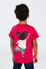 Boys Round Neck T-shirt With Front And Back Print In Summer Melton Material