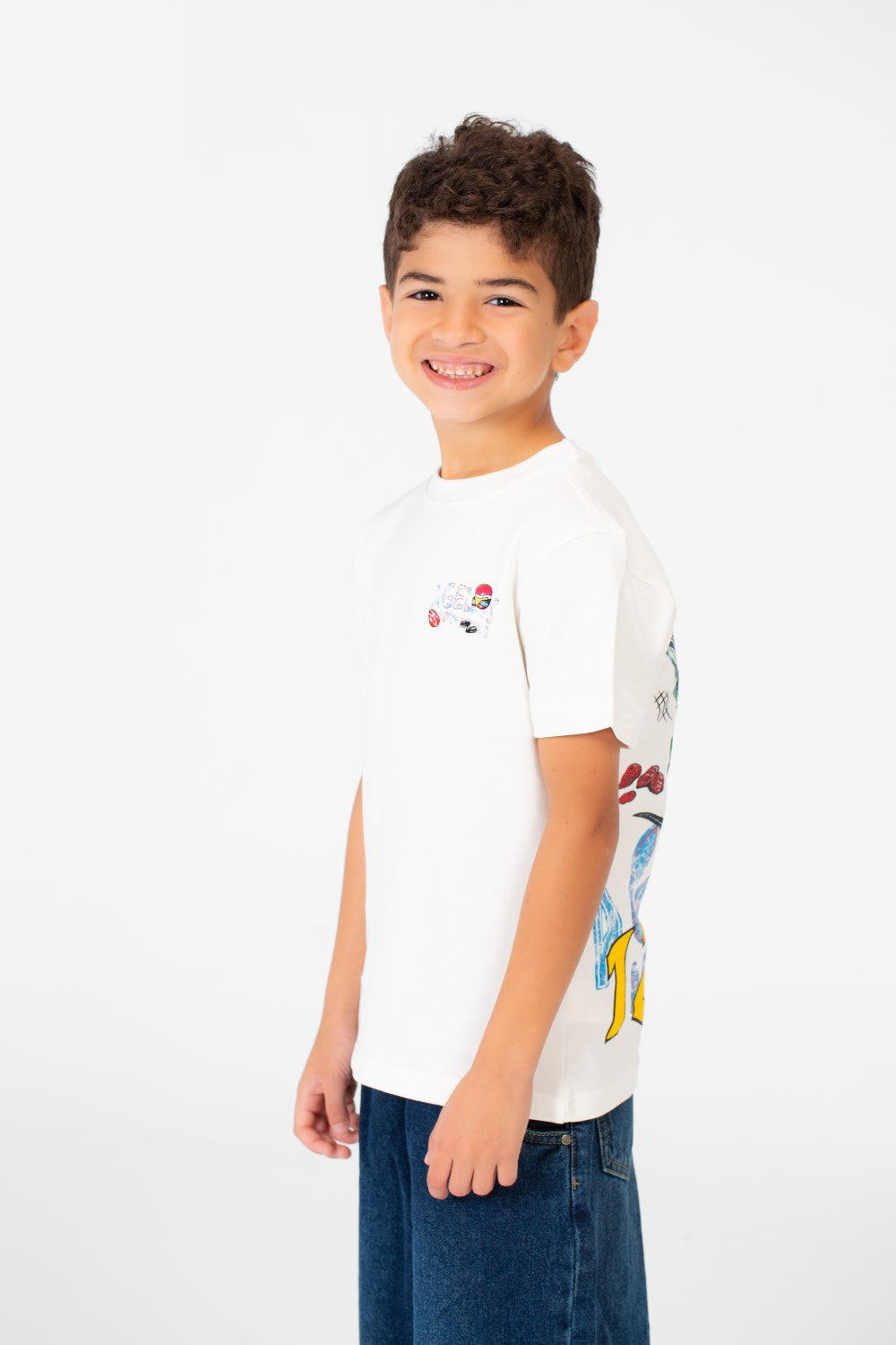 Boy's High Quality Milton Printed Short Sleeved Round Neck T-shirt