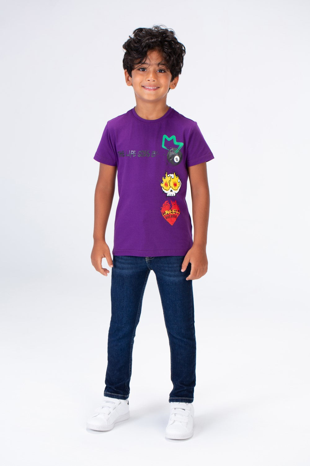 Boys Round Neck Printed T-shirt With Single Lycra Material