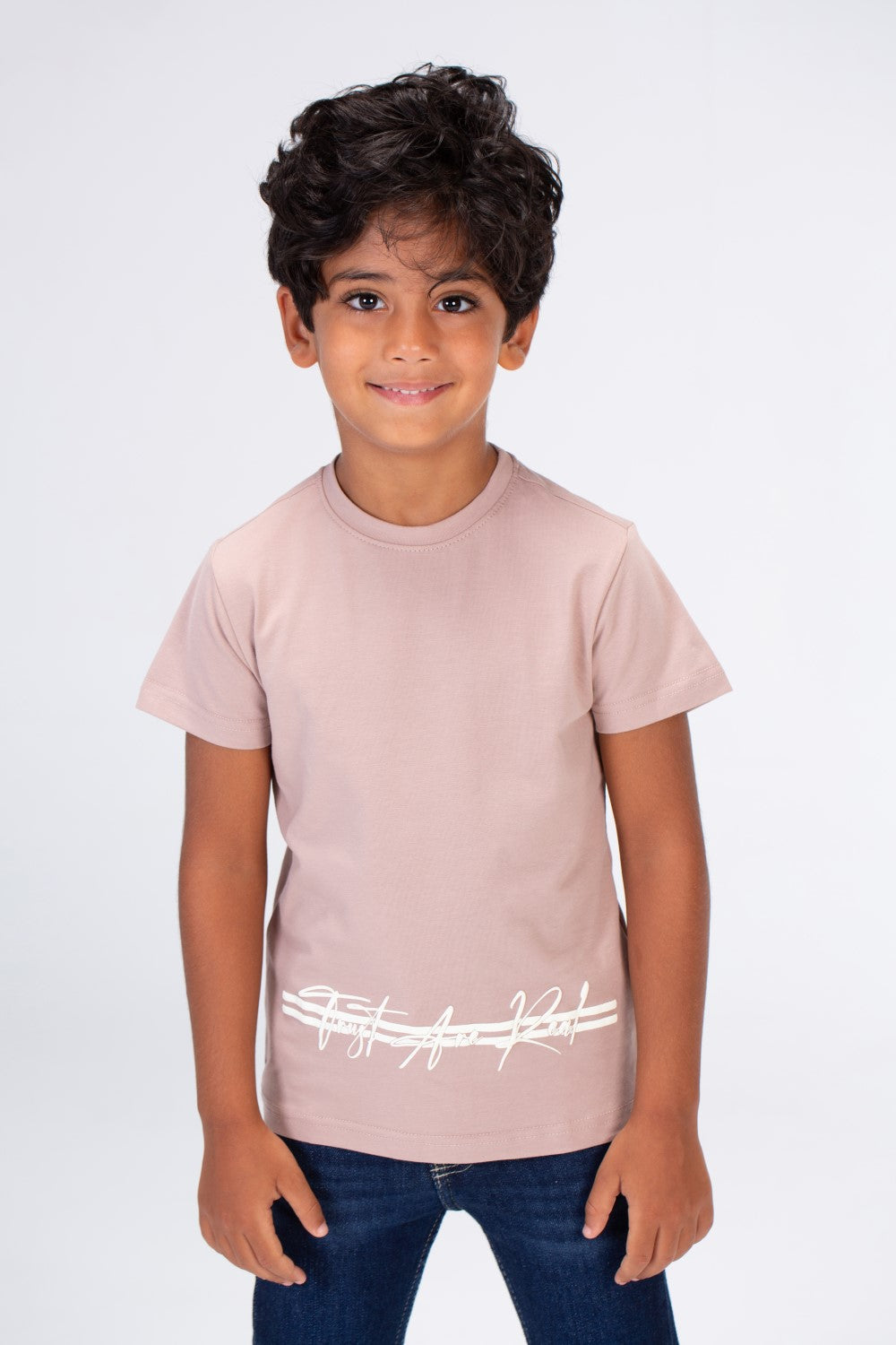 Boys Round Neck Half Sleeves T-shirt With Print On The Front And Back