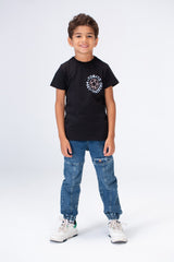 Boys Round Neck Half Sleeves T-shirt With Tomato Print In Summer Melton Material