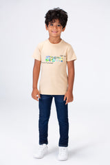 Boys Round Neck Half Sleeves Printed T-shirt With Single Lycra Material