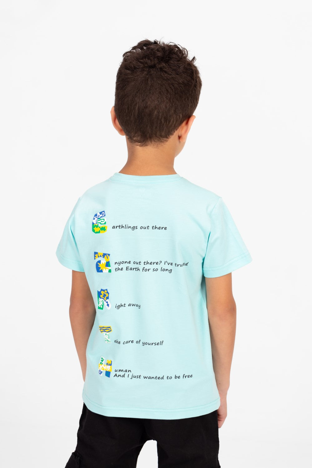 Boys Round Neck Half Sleeves Printed T-shirt With Single Lycra Material