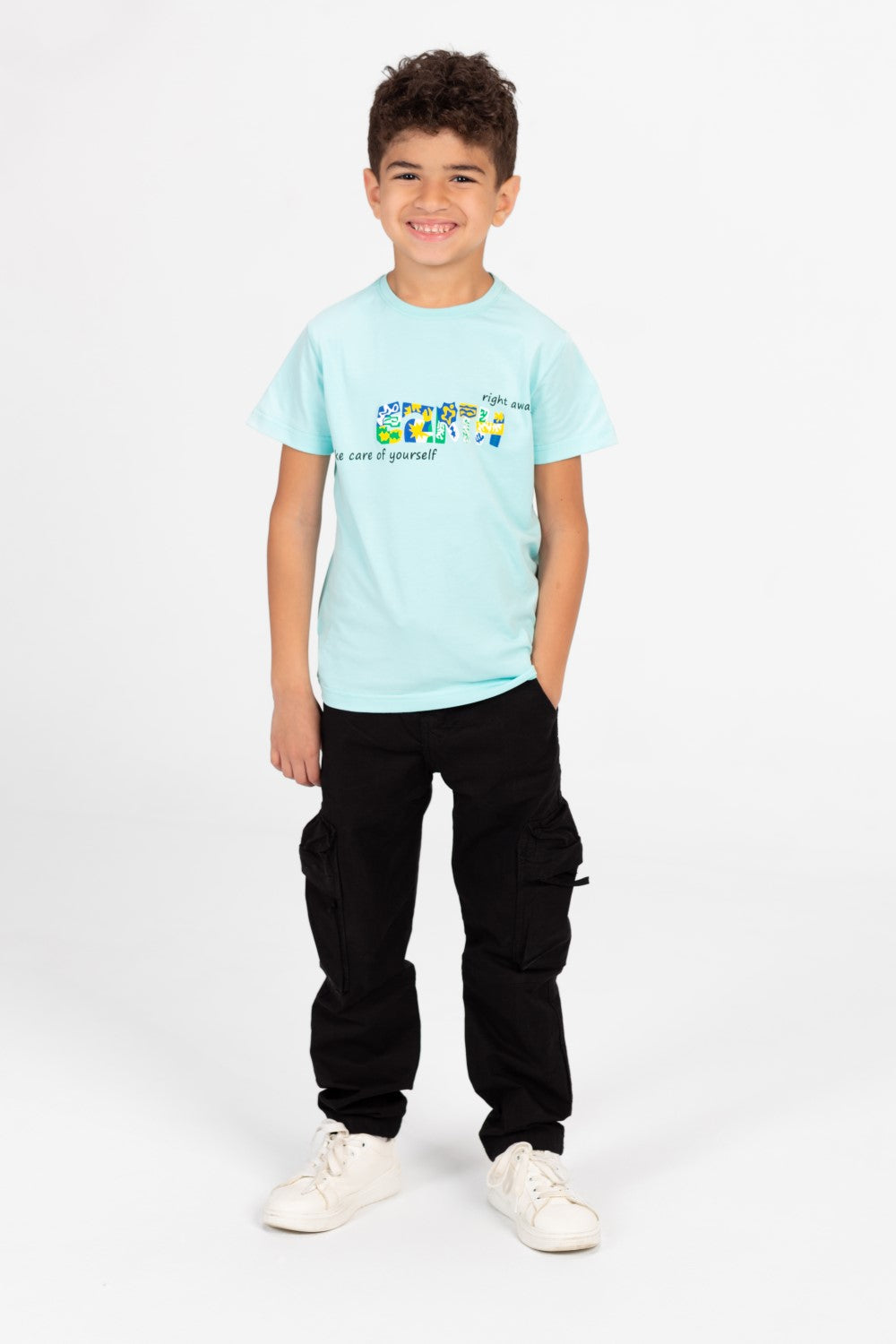 Boys Round Neck Half Sleeves Printed T-shirt With Single Lycra Material