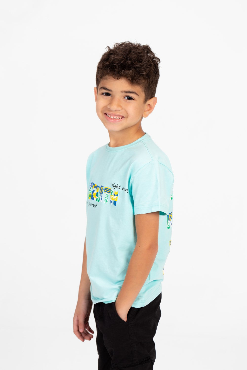 Boys Round Neck Half Sleeves Printed T-shirt With Single Lycra Material