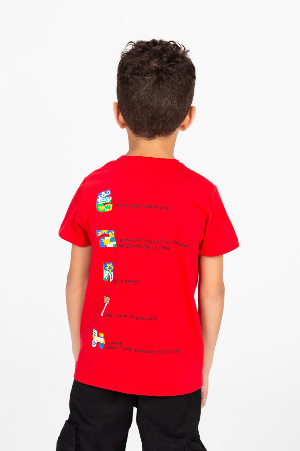 Boys Round Neck Half Sleeves Printed T-shirt With Single Lycra Material