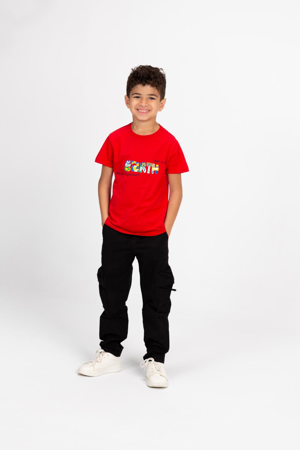 Boys Round Neck Half Sleeves Printed T-shirt With Single Lycra Material