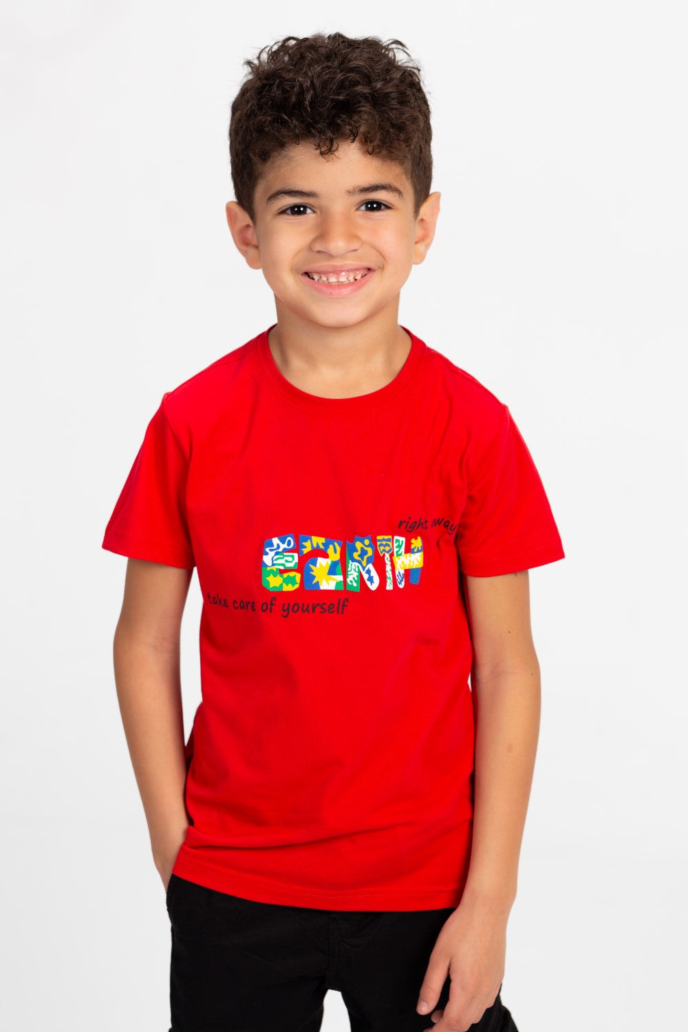 Boys Round Neck Half Sleeves Printed T-shirt With Single Lycra Material
