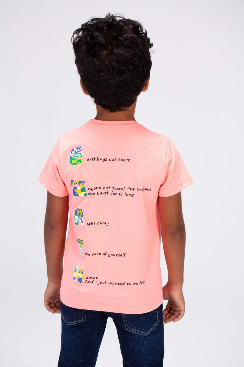 Boys Round Neck Half Sleeves Printed T-shirt With Single Lycra Material