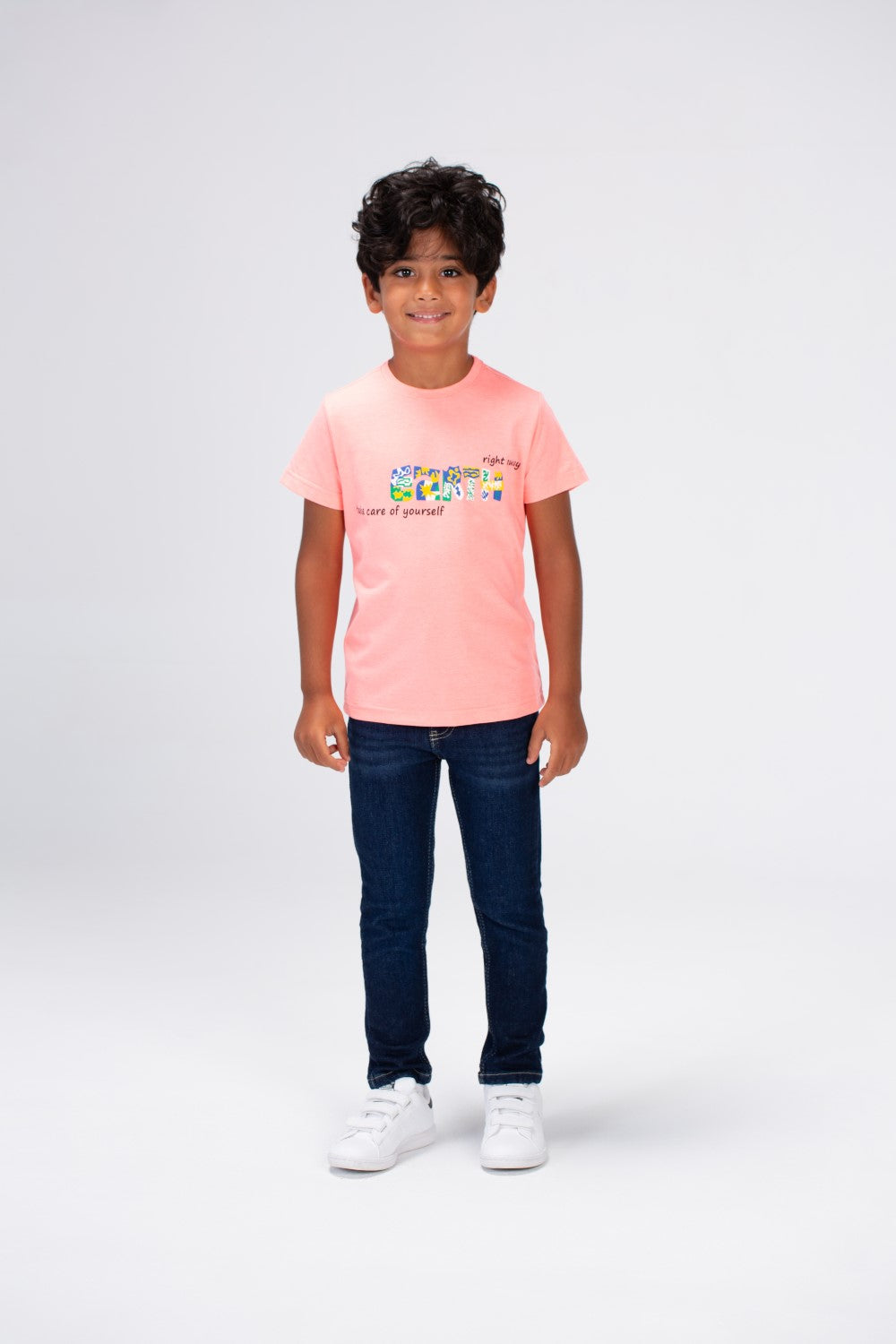 Boys Round Neck Half Sleeves Printed T-shirt With Single Lycra Material