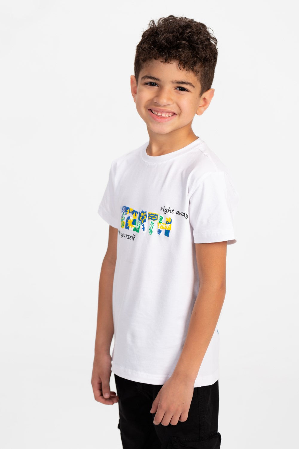 Boys Round Neck Half Sleeves Printed T-shirt With Single Lycra Material