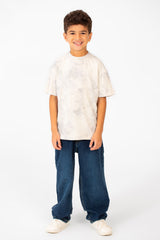 Boy's Tie Dye Short Sleeve Oversized T-Shirt with Hugger Print
