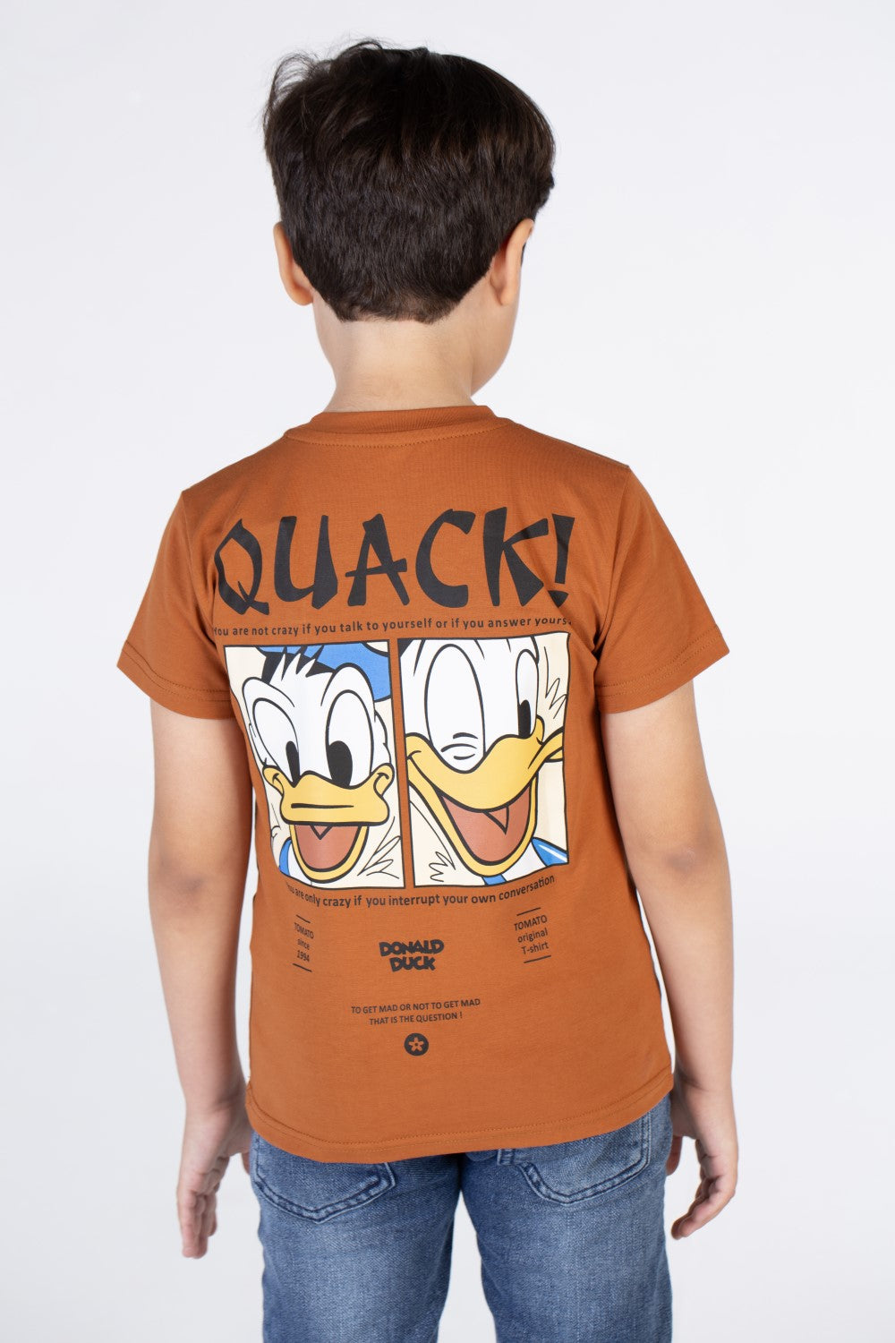 Boys Half Sleeved T-shirt With A Round Neck And A Duck Print On The Front And Back