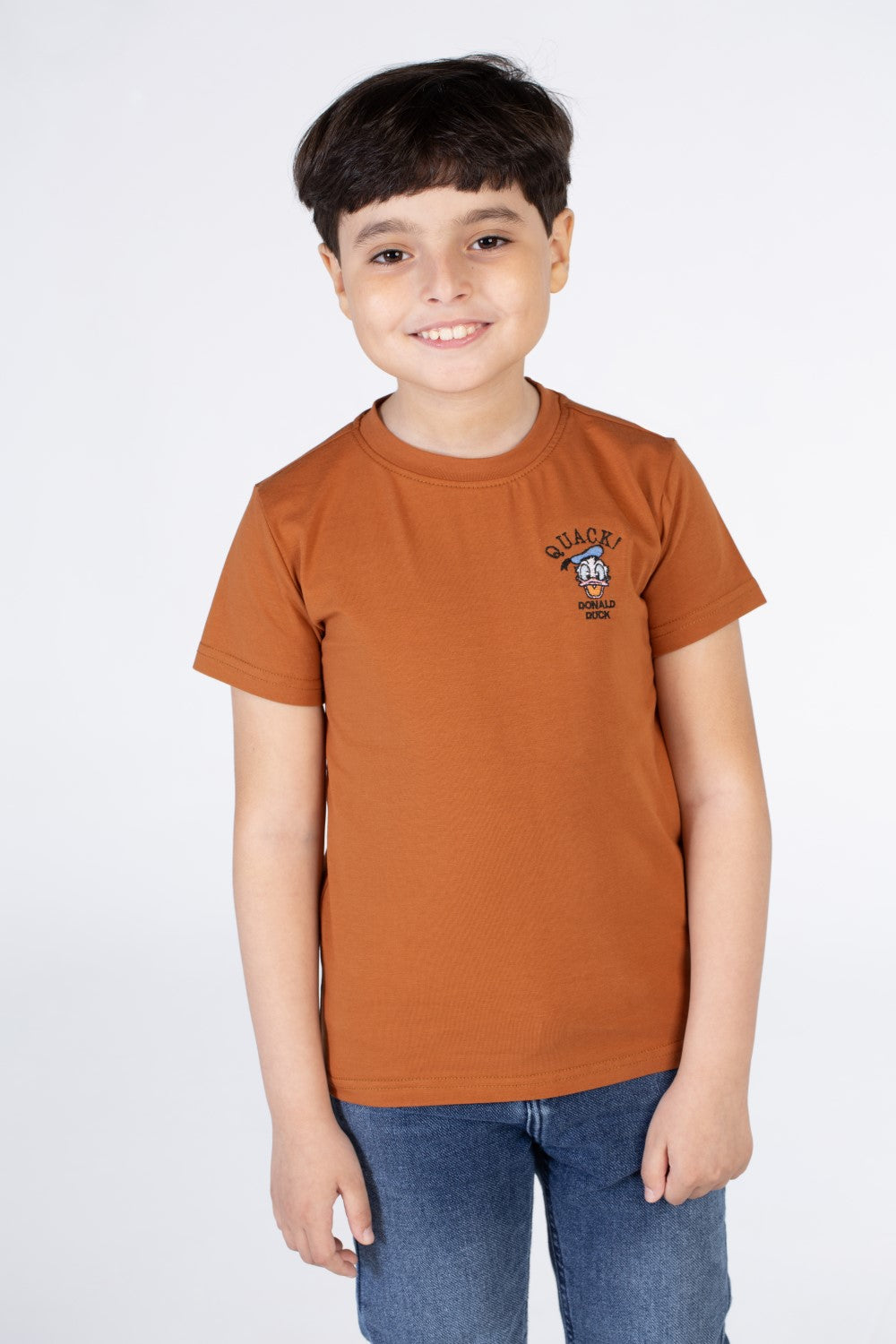 Boys Half Sleeved T-shirt With A Round Neck And A Duck Print On The Front And Back