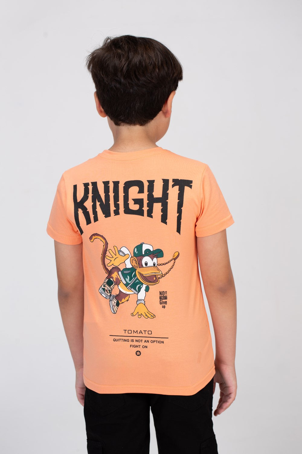 Boys T-shirt With A Round Neck And Tomato Pprint On The Front And Back