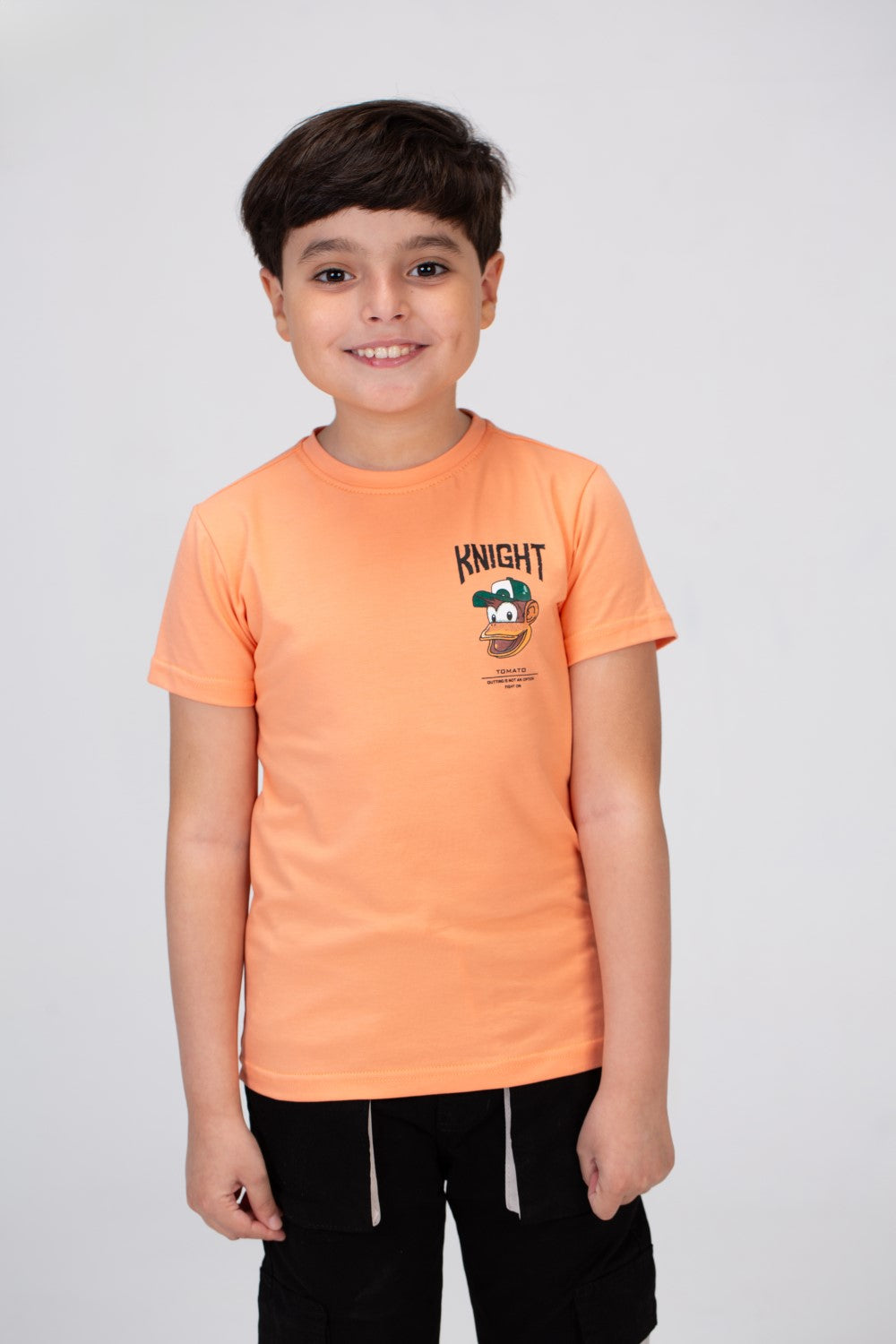 Boys T-shirt With A Round Neck And Tomato Pprint On The Front And Back