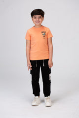 Boys T-shirt With A Round Neck And Tomato Pprint On The Front And Back