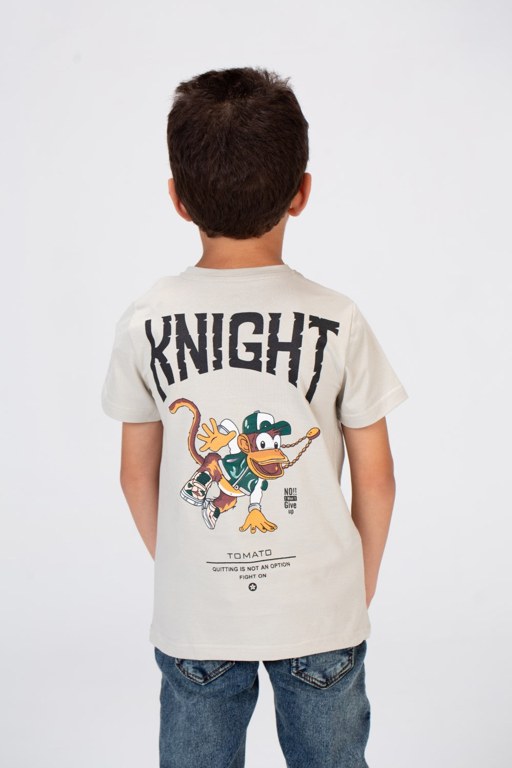 Boys T-shirt With A Round Neck And Tomato Pprint On The Front And Back