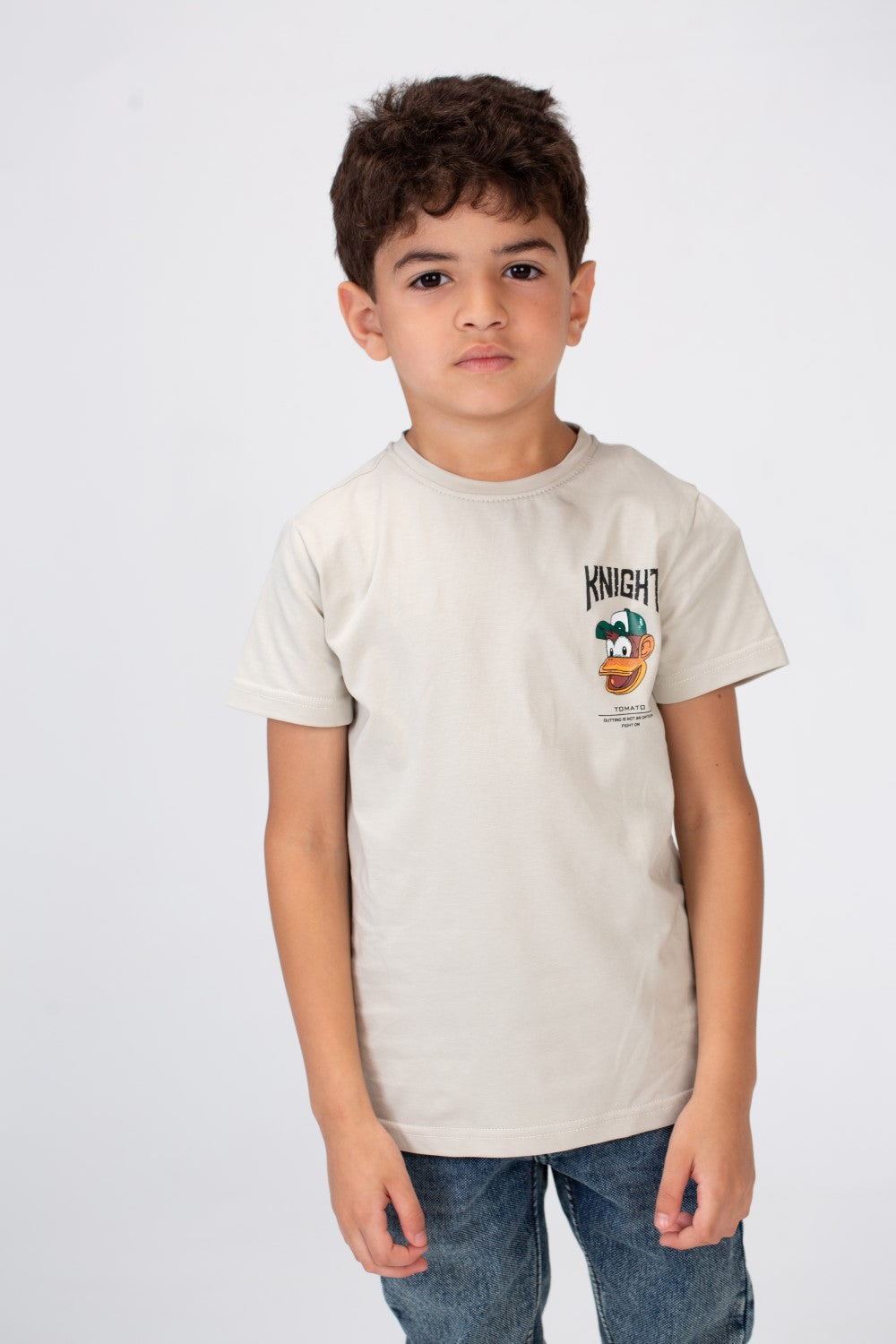 Boys T-shirt With A Round Neck And Tomato Pprint On The Front And Back