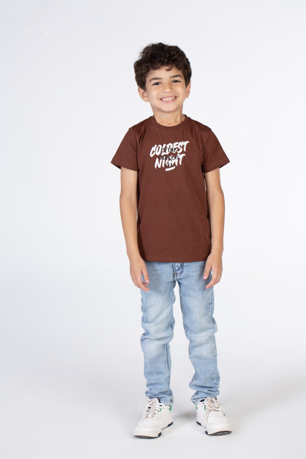 Boys Half Sleeved T-shirt With A Round Neck And A In The Darkest Sea Print On The Front And Back