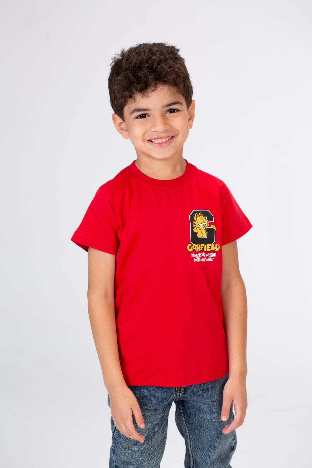 Boys Half Sleeves T-shirt With A Round Neck And Front And Back Print