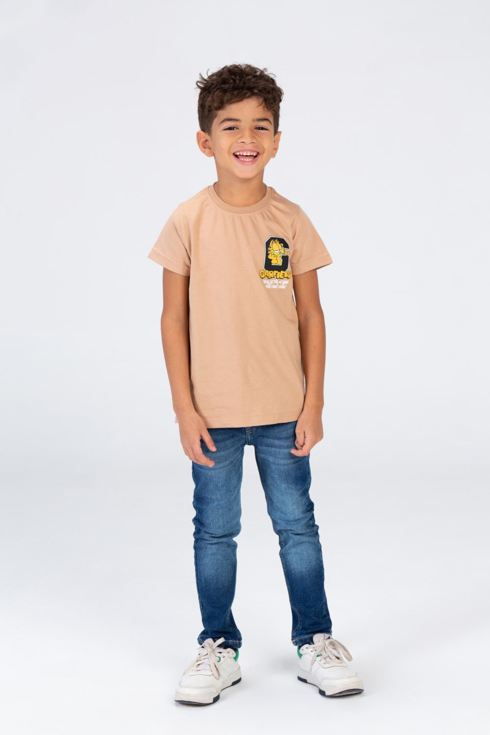 Boys Half Sleeves T-shirt With A Round Neck And Front And Back Print
