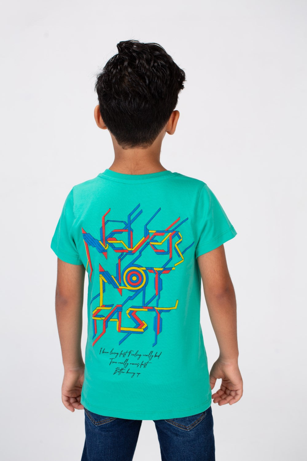Boys T-shirt With Short Sleeves And A Fast Print On The Front And Back