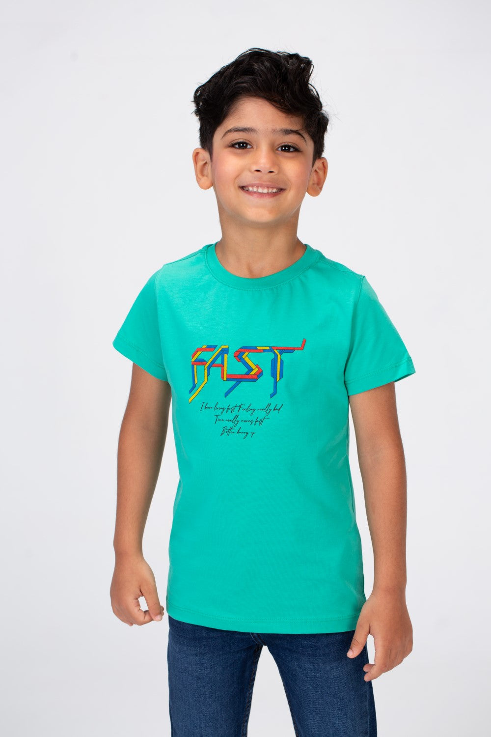 Boys T-shirt With Short Sleeves And A Fast Print On The Front And Back