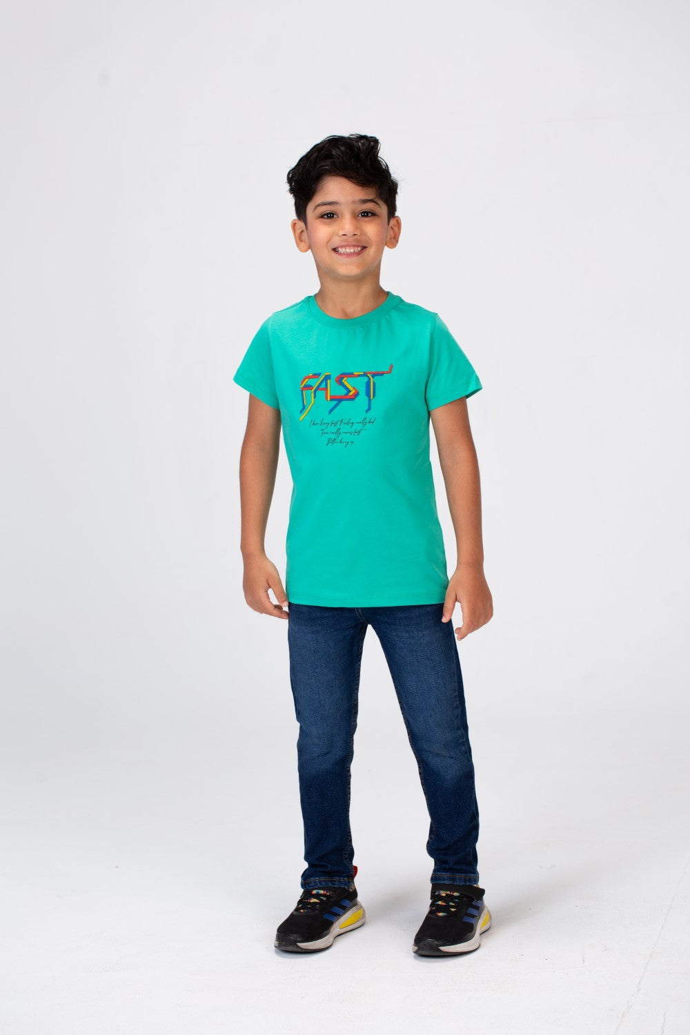 Boys T-shirt With Short Sleeves And A Fast Print On The Front And Back