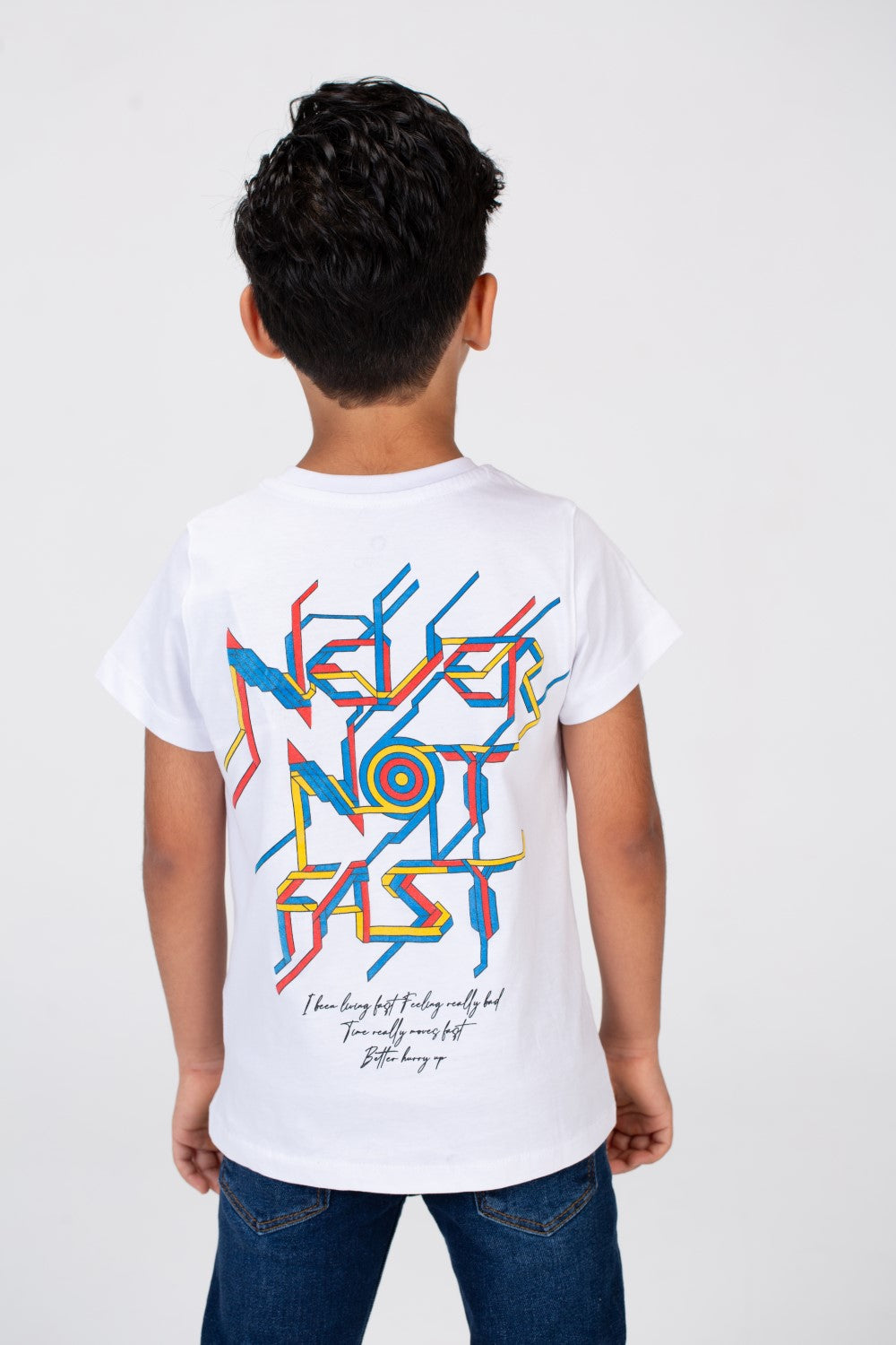 Boys T-shirt With Short Sleeves And A Fast Print On The Front And Back