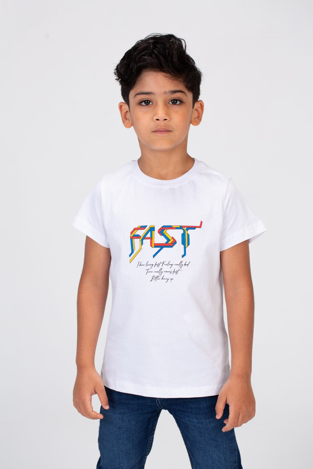 Boys T-shirt With Short Sleeves And A Fast Print On The Front And Back