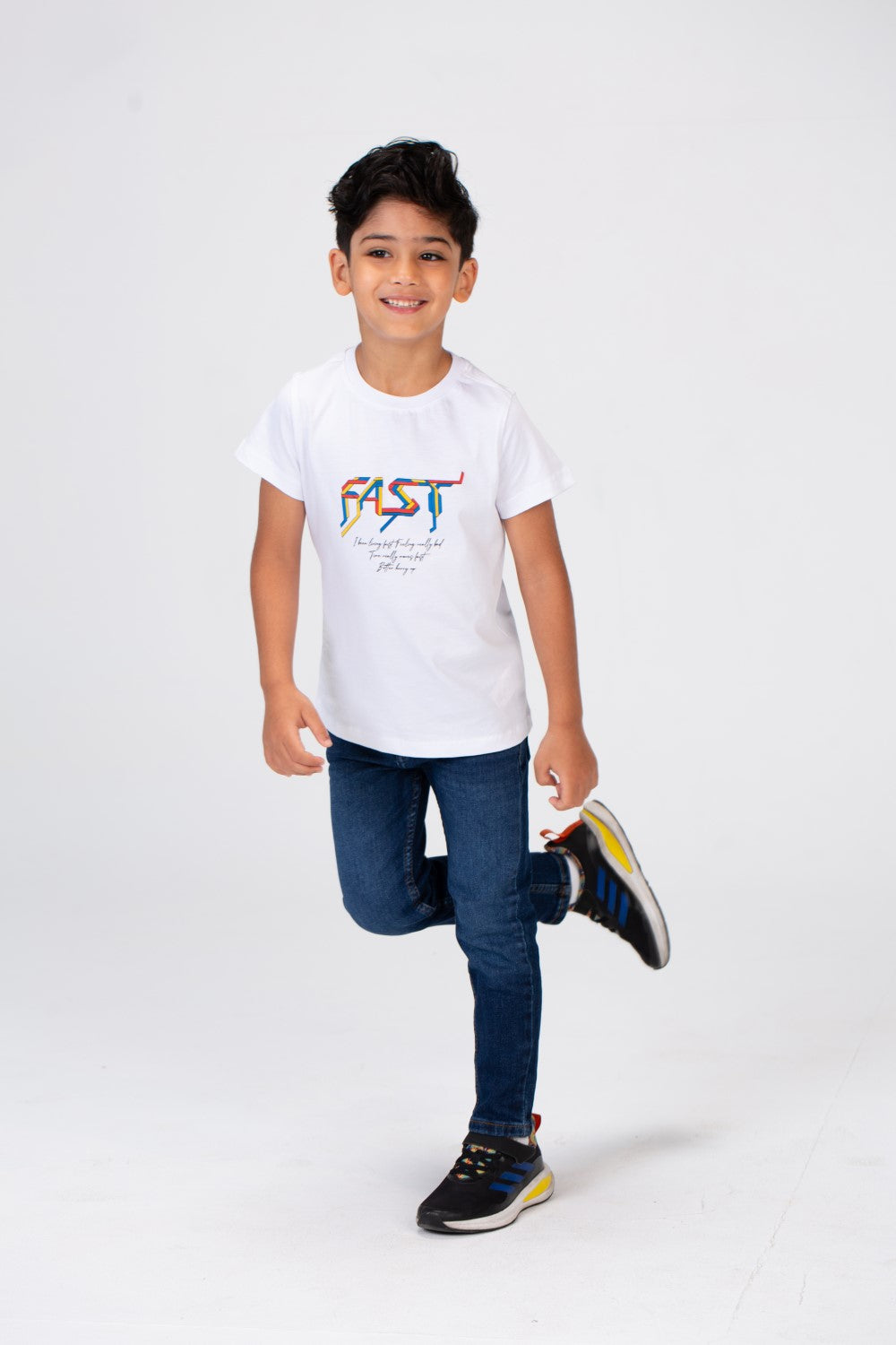 Boys T-shirt With Short Sleeves And A Fast Print On The Front And Back