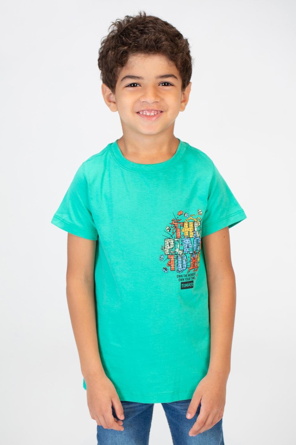 Boys Round Neck T-shirt With Half Sleeves And A Print On The Front And Back