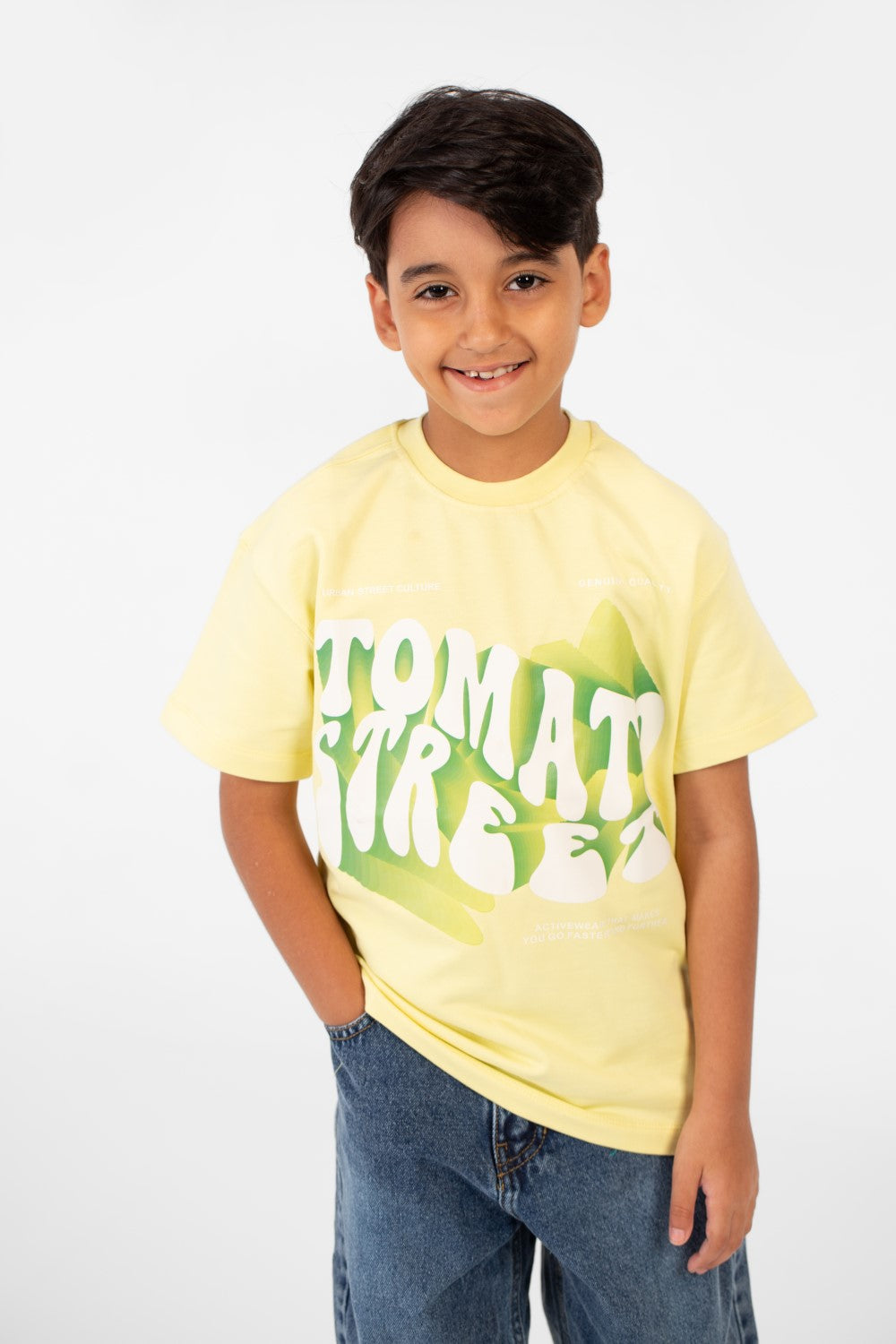 Boy's Milton Summer Oversized T-Shirt With Front Print And Short Sleeves