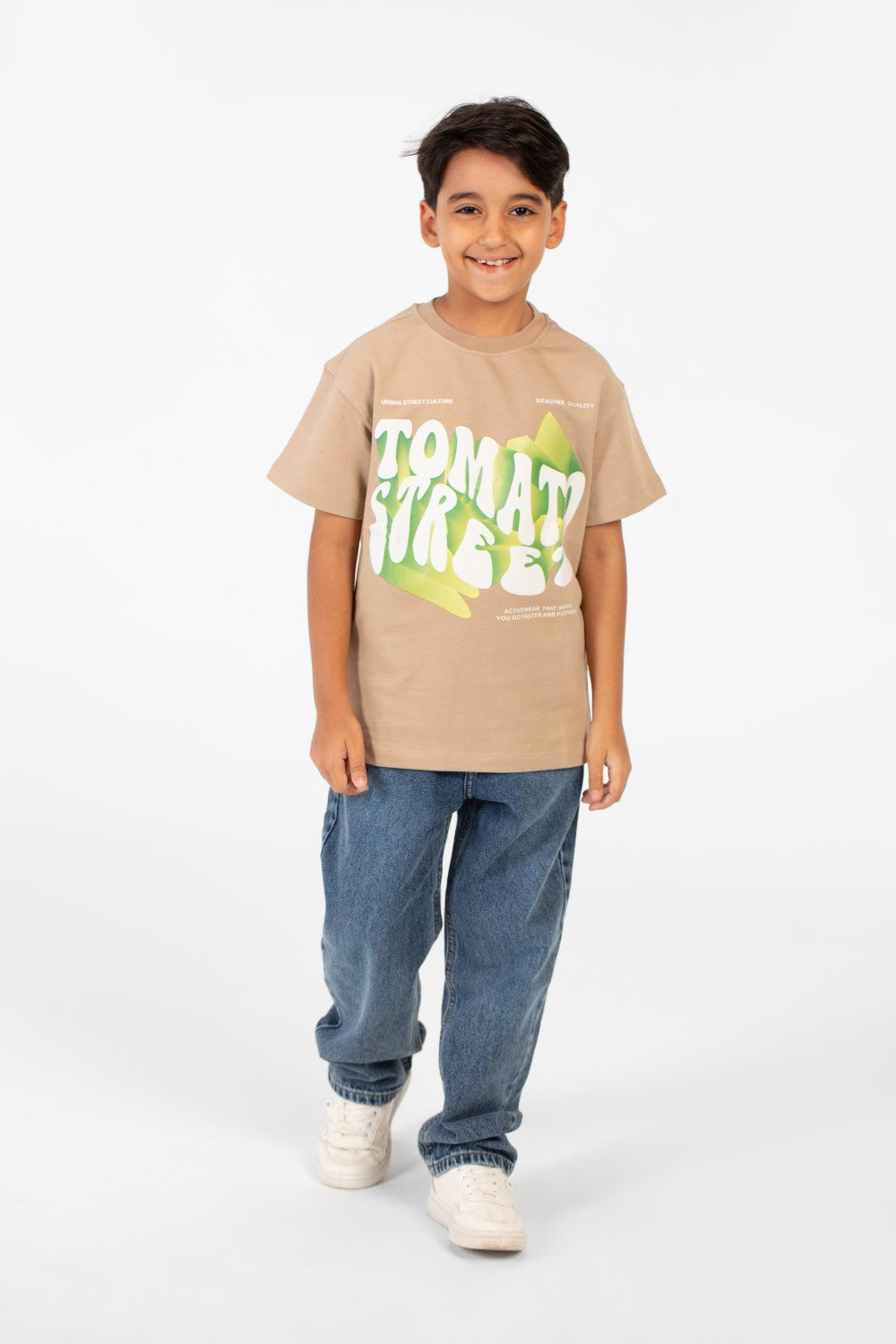 Boy's Milton Summer Oversized T-Shirt With Front Print And Short Sleeves