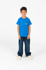 قميص نصف كم بطبعة وياقة دائرية للأولاد