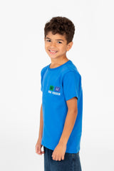 قميص نصف كم بطبعة وياقة دائرية للأولاد