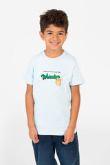 قميص نصف كم برقعة رسومية للصبيان برقبة دائرية-1